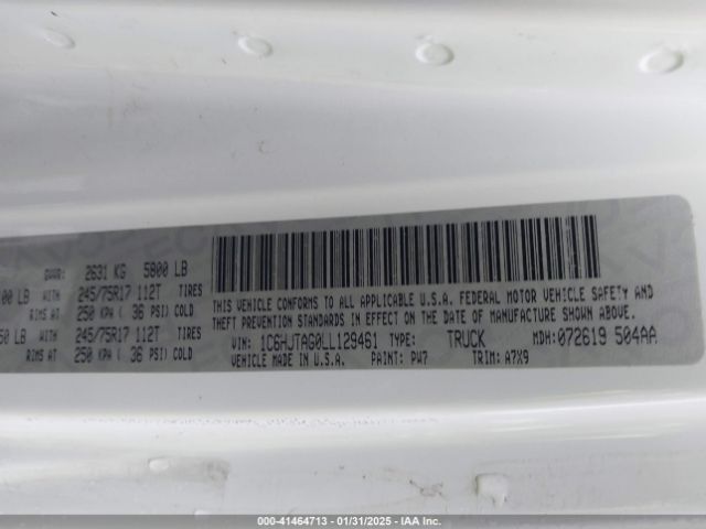 2020 JEEP GLADIATOR 1C6HJTAG0LL129461 Photo 8