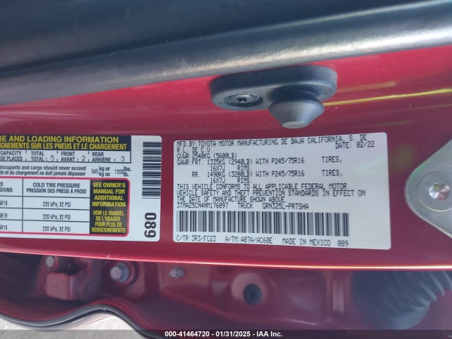 3TMAZ5CN4NM176097 Toyota Tacoma Sr5 V6