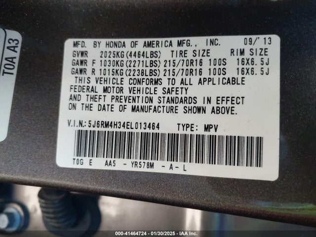 Honda CR-V LX 2014 5J6RM4H34EL013464 Image 9