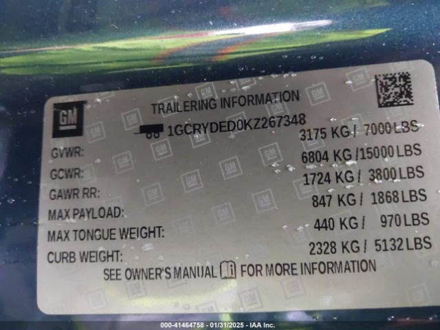 1GCRYDED0KZ267348 Chevrolet Silverado 1500 Lt