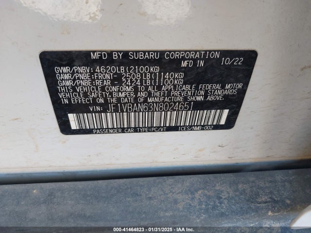 JF1VBAN63N8024651 Subaru Wrx Limited
