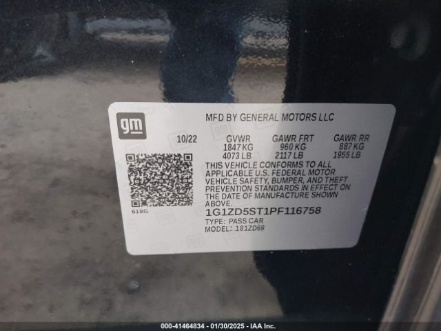 1G1ZD5ST1PF116758 Chevrolet Malibu Fwd 1lt