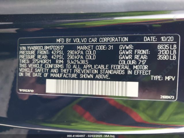 2021 VOLVO XC90 RECHARGE PLUG-IN HYBRID YV4BR0CL8M1702617 Photo 8