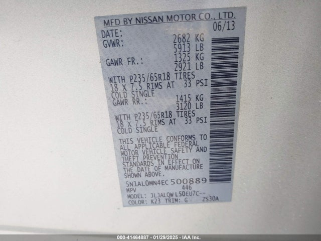 5N1AL0MN4EC500889 Infiniti QX60