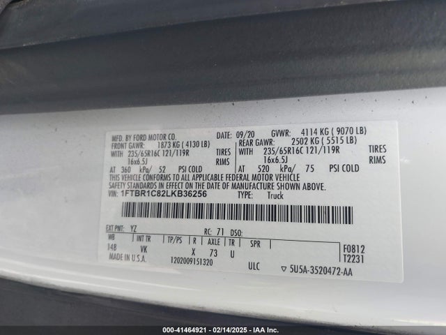 Ford Transit-250 2020 1FTBR1C82LKB36256 Image 9