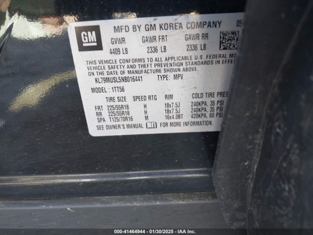 KL79MUSL5NB016441 Chevrolet Trailblazer Awd Rs