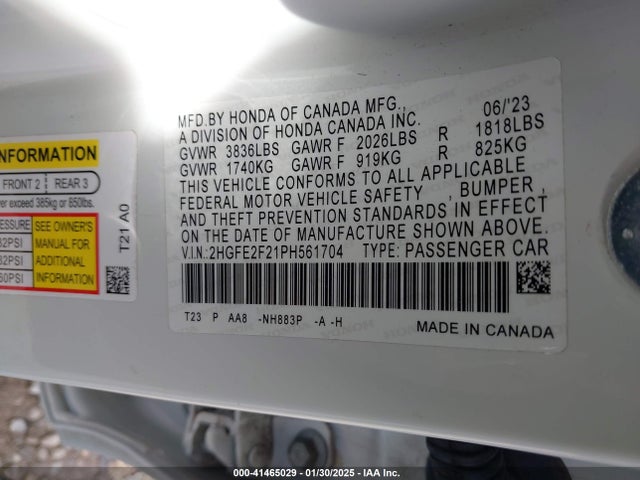 Honda Civic Lx 2023 2HGFE2F21PH561704 Image 9