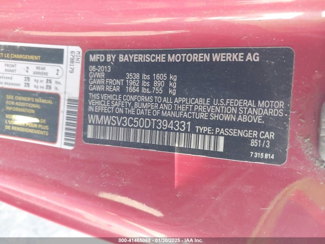 2013 MINI HARDTOP WMWSV3C50DT394331 Photo 8