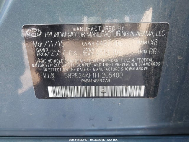 Hyundai SONATA SE 2015 5NPE24AF1FH205400 Image 9