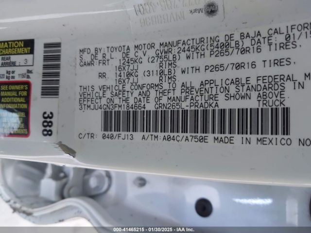 3TMJU4GN3FM184664 Toyota Tacoma Double Cab Prerunner