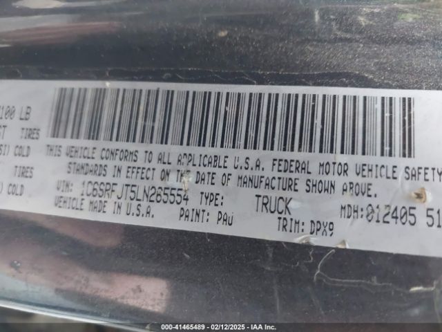 1C6SRFJT5LN265554 RAM 1500 Laramie  4x4 5'7 Box