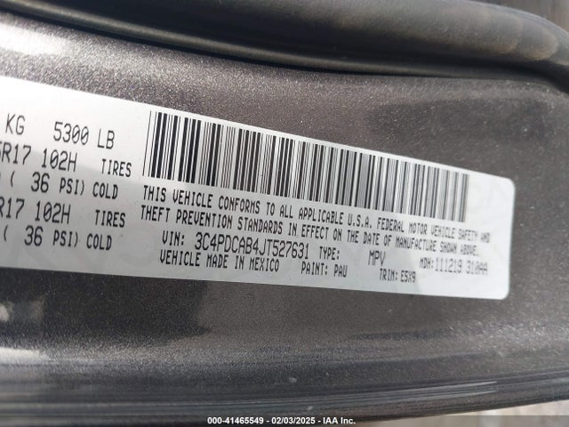 3C4PDCAB4JT527631 Dodge JOURNEY SE