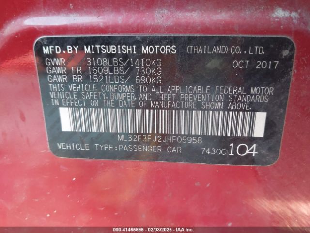 ML32F3FJ2JHF05958 Mitsubishi Mirage G4 Es