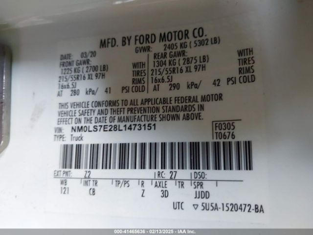 NM0LS7E28L1473151 Ford Transit Connect Xl Cargo Van
