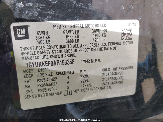 2010 CADILLAC ESCALADE ESV 1GYUKKEF0AR153358 Photo 8