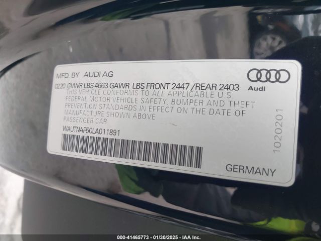 WAUTNAF50LA011891 Audi A5 Premium Plus 45 Tfsi Quattro S Tronic