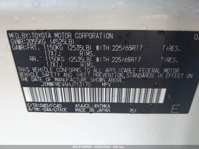 JTMWFREV6HJ713170 Toyota Rav4 Xle