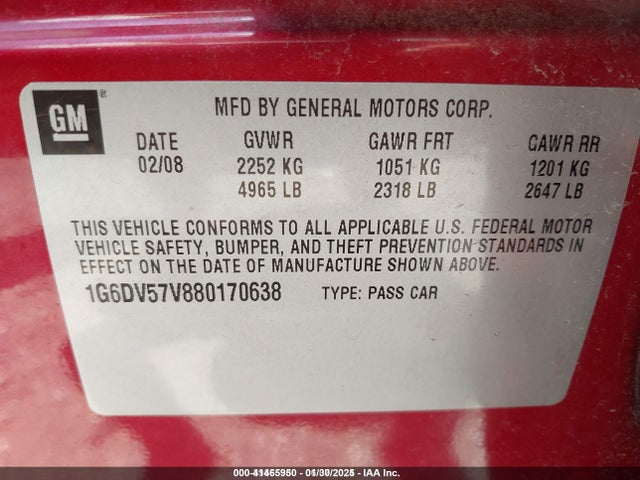 2008 CADILLAC CTS 1G6DV57V880170638 Photo 8