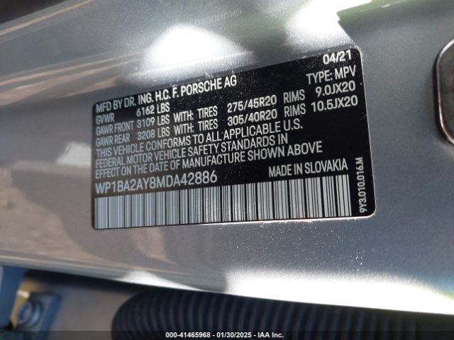 WP1BA2AY8MDA42886 Porsche Cayenne
