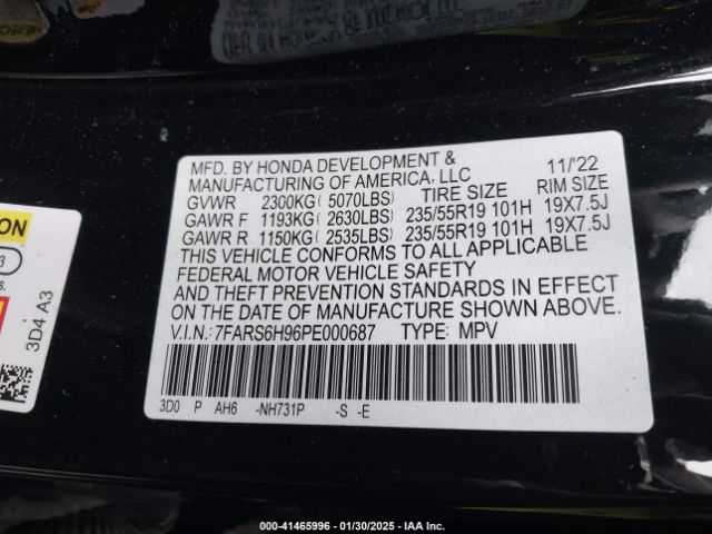7FARS6H96PE000687 Honda Cr-v Hybrid Sport Touring