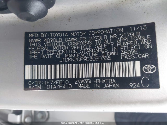 Toyota PRIUS PLUG-IN 2014 JTDKN3DP9E3050355 Image 9