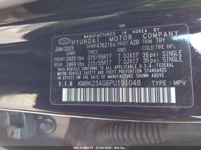KM8K23AG6PU191048 Hyundai Kona Electric Se