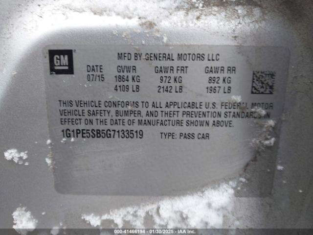 1G1PE5SB5G7133519 Chevrolet Cruze Limited 1lt Auto