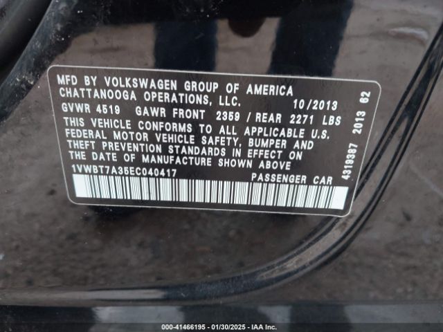 1VWBT7A35EC040417 Volkswagen Passat 1.8t Se