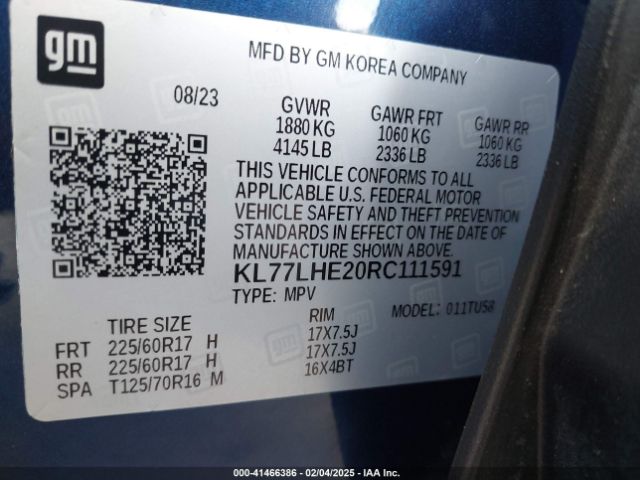 KL77LHE20RC111591 Chevrolet Trax Fwd Lt