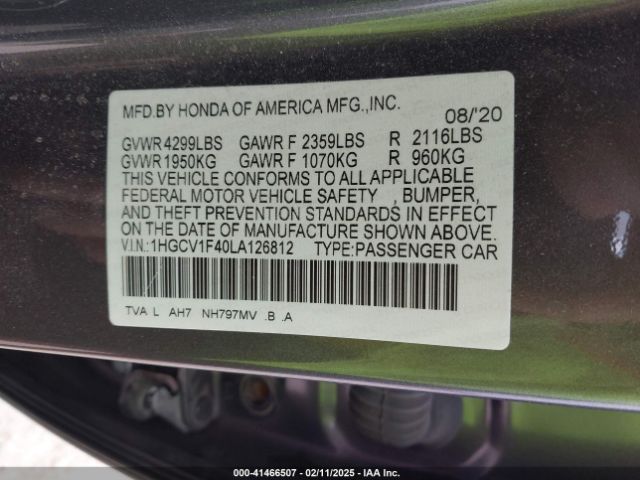 1HGCV1F40LA126812 Honda ACCORD EX