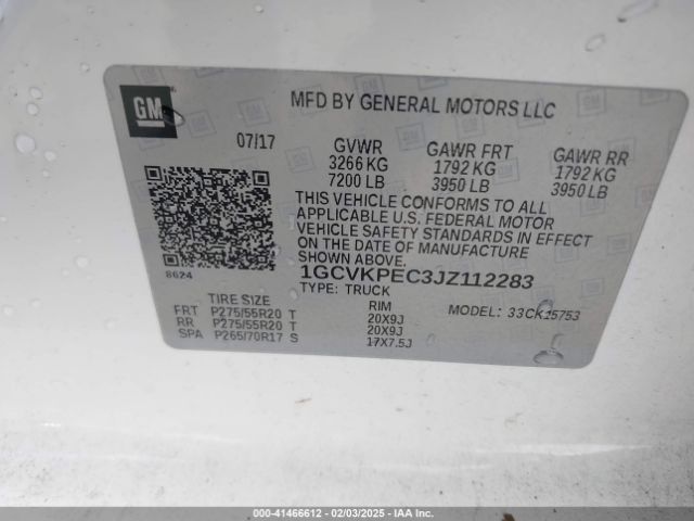 1GCVKPEC3JZ112283 Chevrolet Silverado 1500 Custom