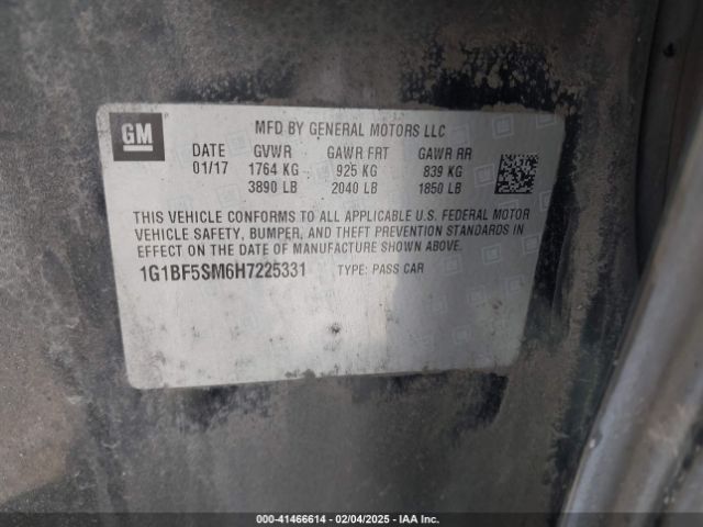 1G1BF5SM6H7225331 Chevrolet Cruze Premier Auto