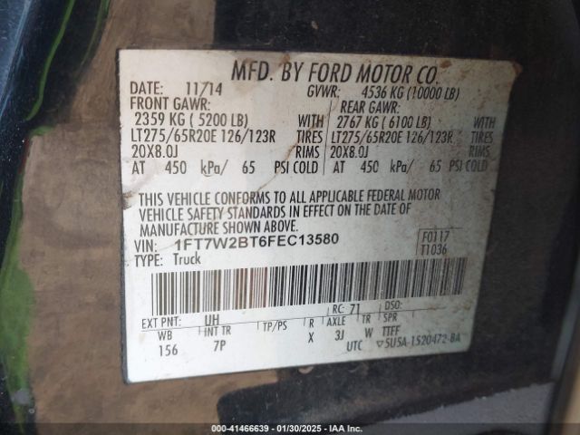 1FT7W2BT6FEC13580 Ford F-250 Lariat