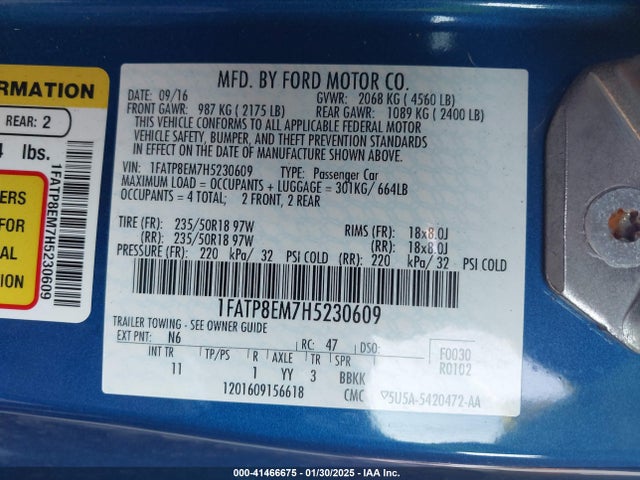 Ford Mustang V6 2017 1FATP8EM7H5230609 Image 9