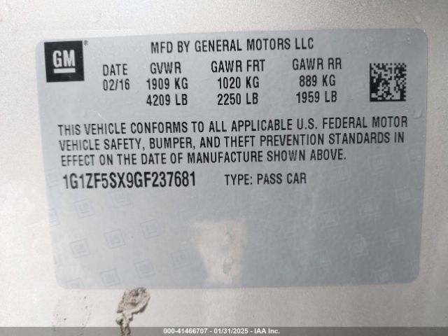 1G1ZF5SX9GF237681 Chevrolet MALIBU 2LT