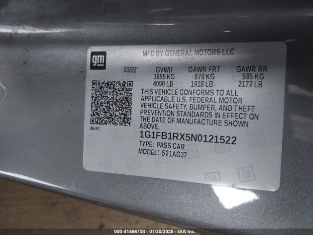 1G1FB1RX5N0121522 Chevrolet Camaro Rwd  1lt