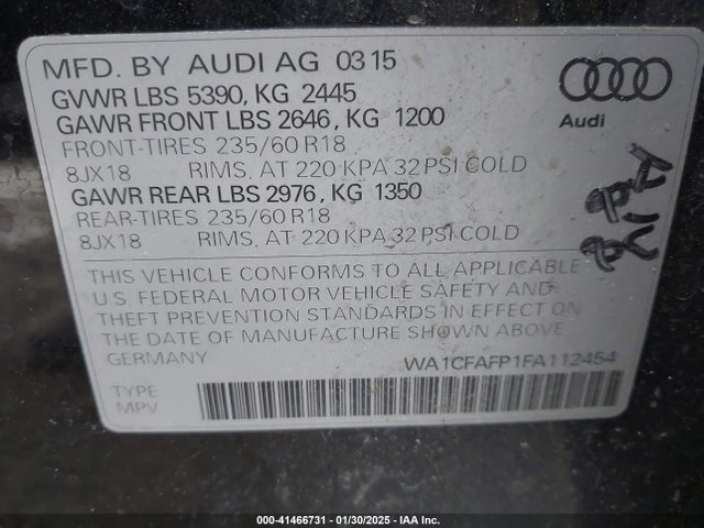 2015 AUDI Q5 WA1CFAFP1FA112454 Photo 8
