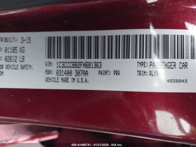 1C3CCCBB2FN681363 Chrysler 200 S