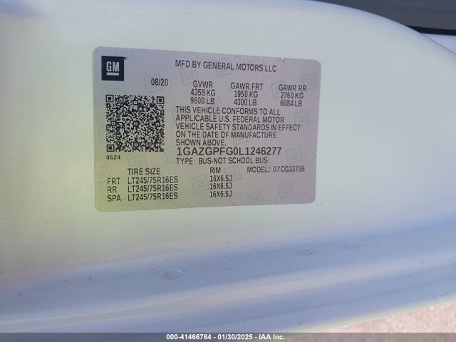 1GAZGPFG0L1246277 Chevrolet Express Passenger Rwd 3500 Extended Wheelbase Lt