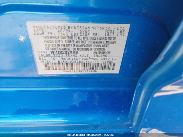 3N1AB8CV3SY253636 Nissan 2025