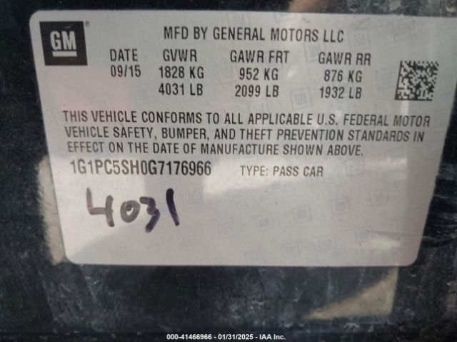 1G1PC5SH0G7176966 Chevrolet Cruze Limited Ls Auto