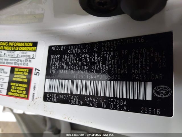 4T1G11BK4PU105820 Toyota Camry Se Awd