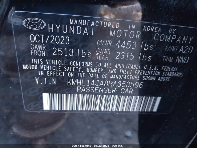 KMHL14JA8RA353596 Hyundai SONATA SEL