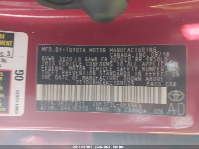 Toyota COROLLA LE 2019 2T1BURHE6KC169529 Image 9