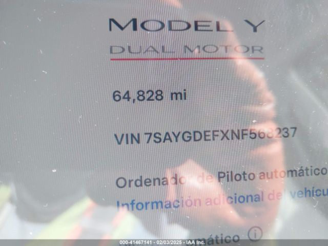 7SAYGDEFXNF568237 Tesla Model Y Performance Dual Motor All-wheel Drive