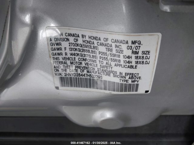 2007 ACURA MDX 2HNYD28447H532295 Photo 8