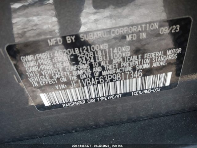 JF1VBAF63P9817346 Subaru Wrx Premium