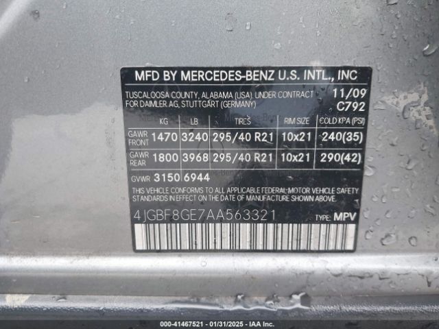 2010 MERCEDES-BENZ GL 550 4JGBF8GE7AA563321 Photo 8