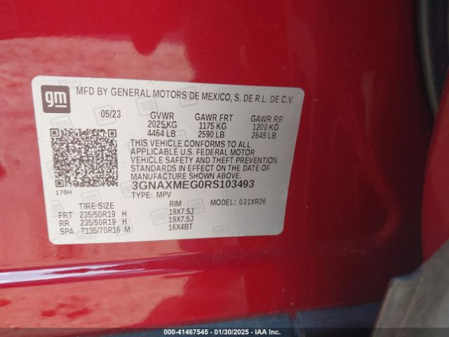 3GNAXMEG0RS103493 Chevrolet Equinox Fwd Rs