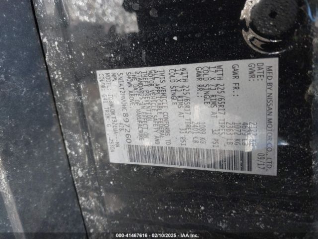 5N1AT2MV0HC897260 Nissan ROGUE SV
